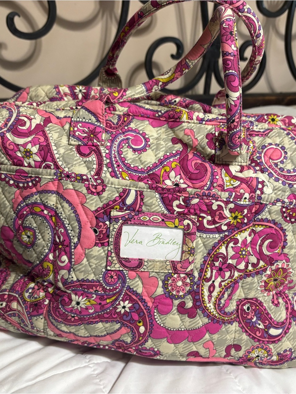 Vera Bradley Pink Paisley Travel Tote with Cream Accents
